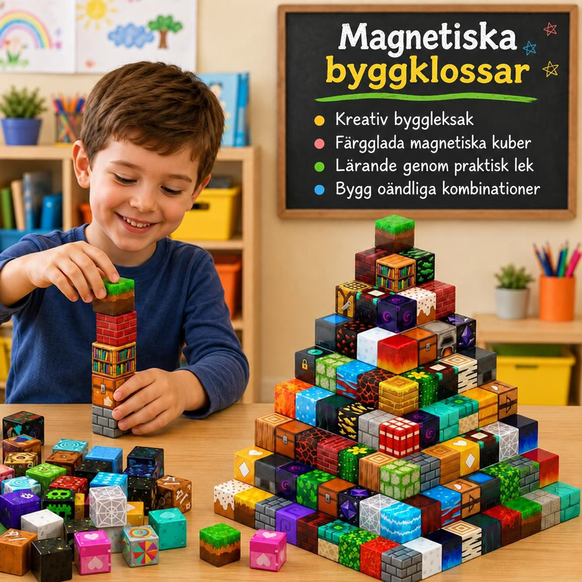 ByggVärlden™ Magnetiska Byggklossar